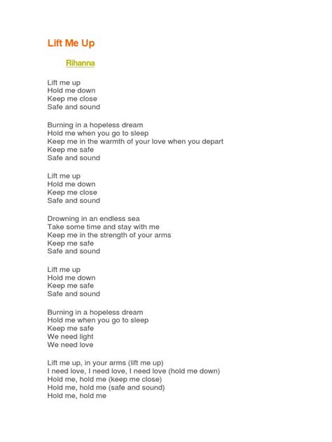 Paroles et traduction Rihanna : Lift Me Up .